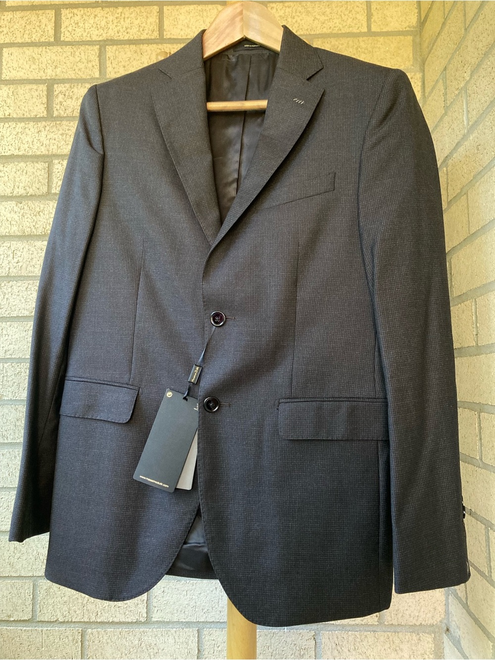 Massimo Dutti Dark Gray Wool Blazer Wine Colored Buttons Blazer Size 36